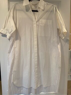 Club Monaco White Short-Sleeve Button-Down Shirt Dress